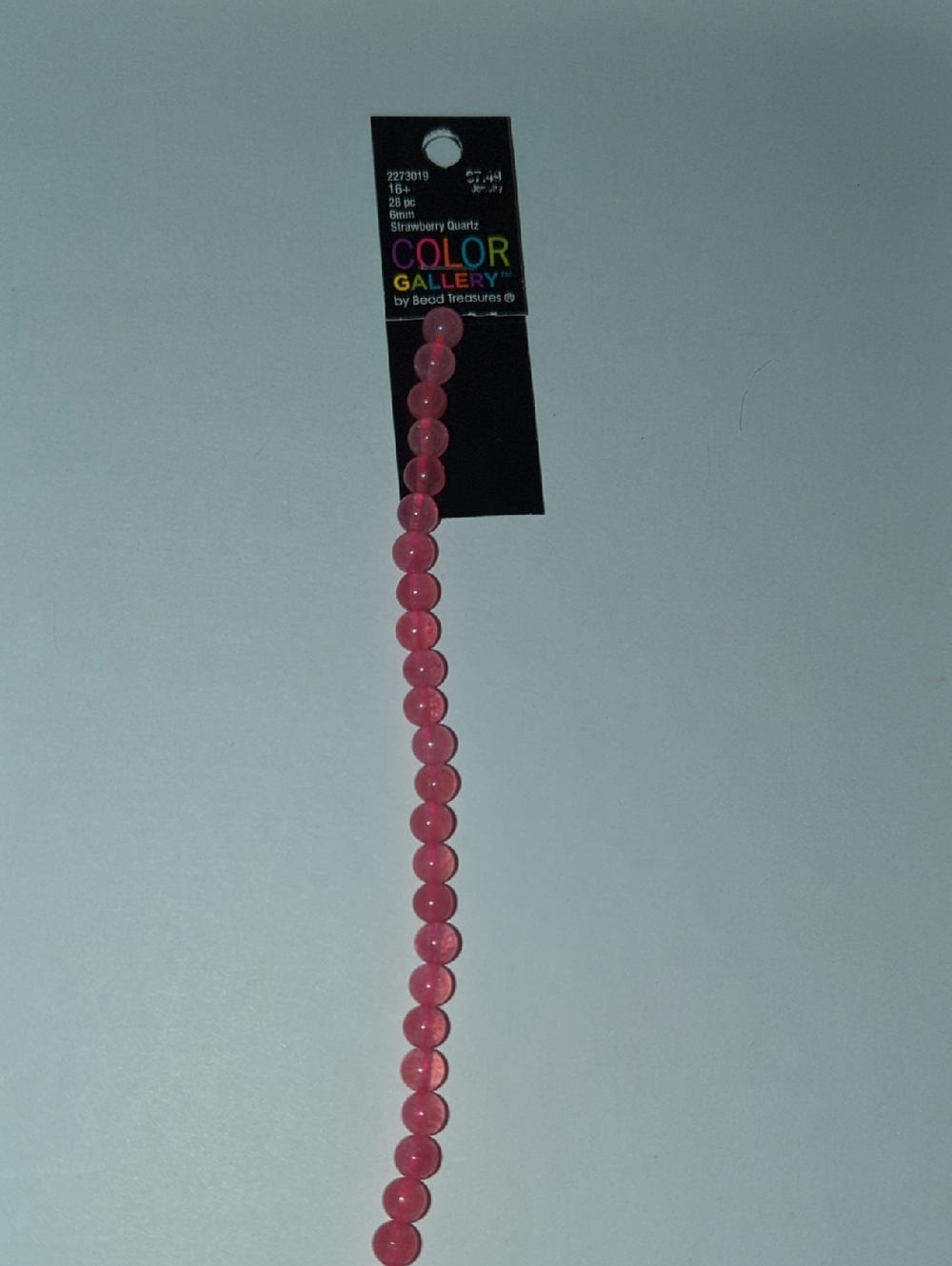 Color Gallery Strawberry Quartz Pink Bead Strand. Glass Beads..